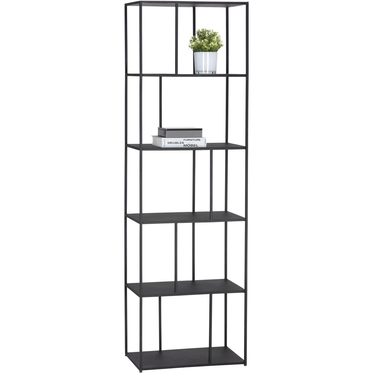 Cantrell Industrial Loft Matte Black Iron 5 Tier Single Display Case